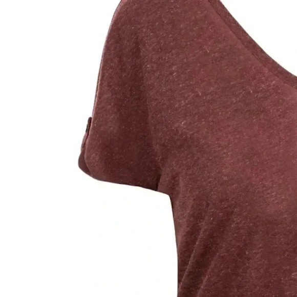 Ricki’s Linen Blend  Loose Fit V Neck T-Shirt Burgundy Size XS - Picture 5 of 16